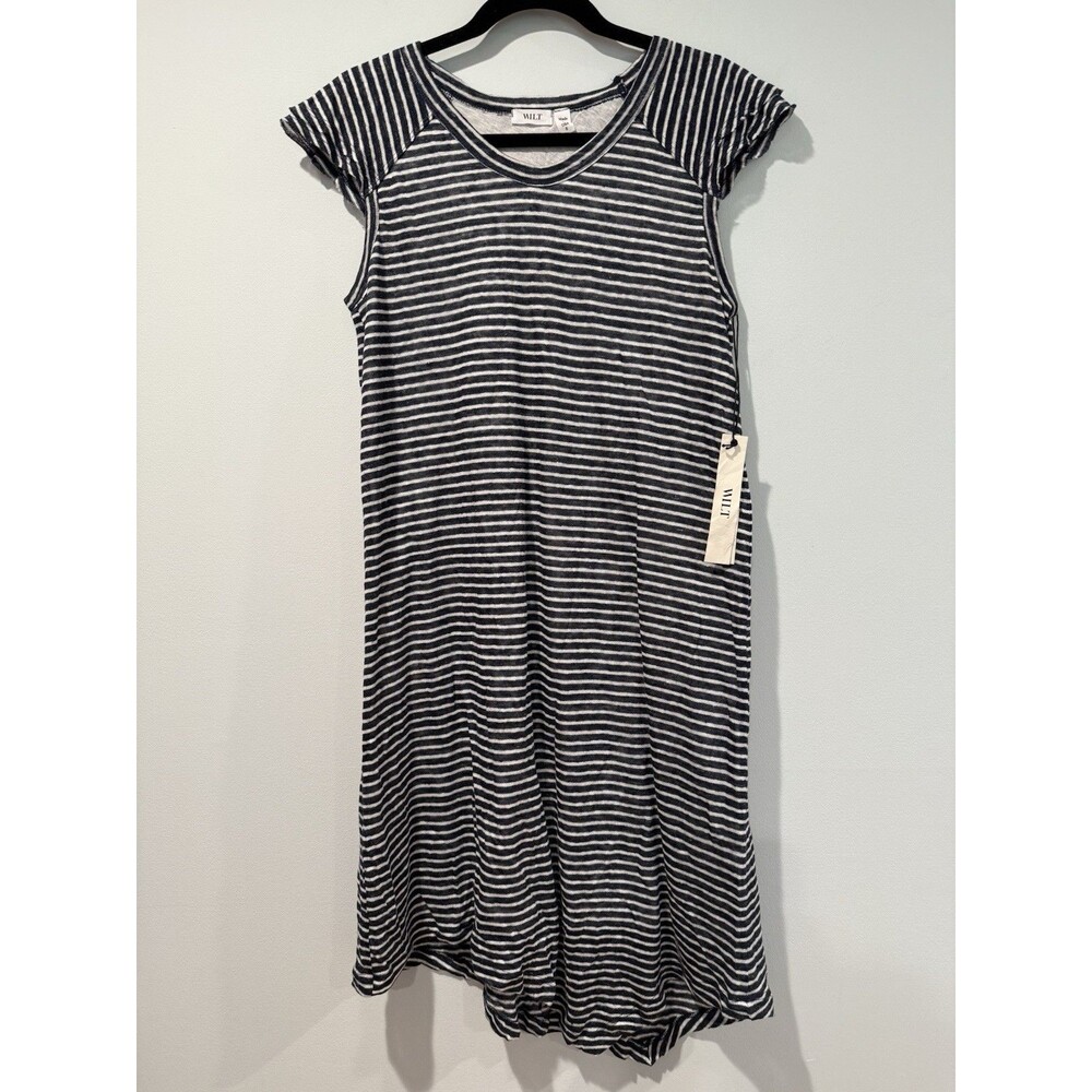 Wilt Black & White Striped Midi Knit Dress